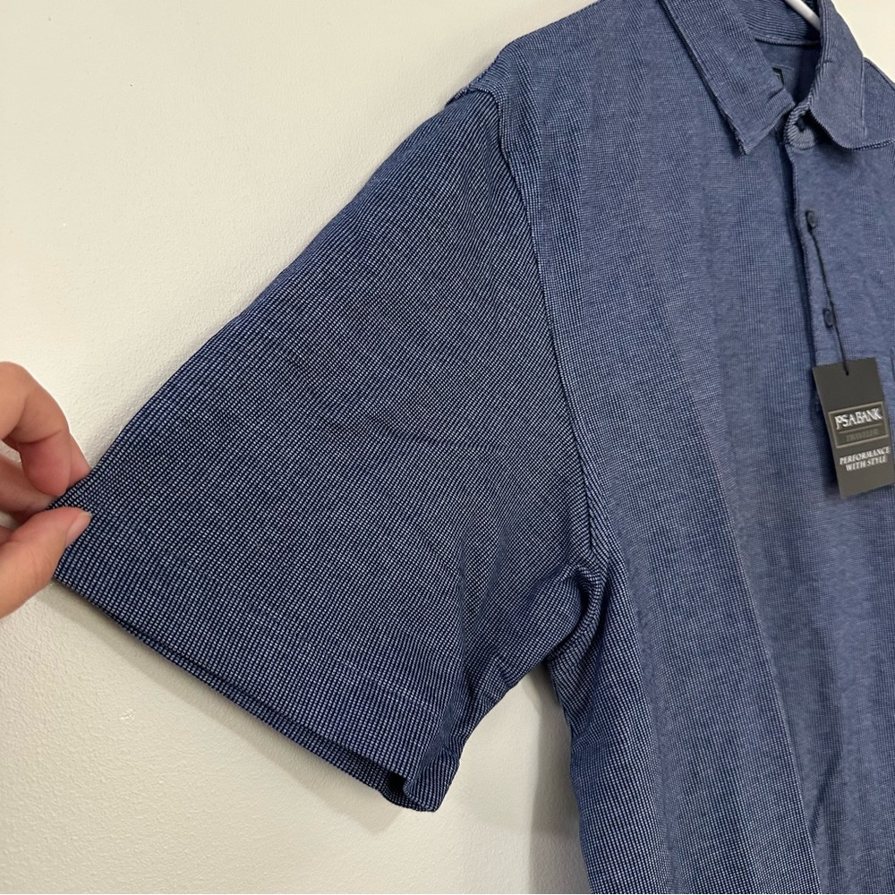 Jos A Bank Travelers Collection Blue Checkered Men’s Polo Size Large NWT - Picture 3 of 9